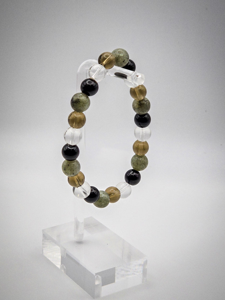 Serenity Bead Bracelet - Labradorite, Smoky Quartz, Black Obsidian, Clear Quartz