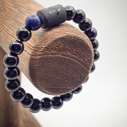 Pisces Zodiac Bracelet with 8mm Beads on Wood Stand - Symbolic Astrological Accessory