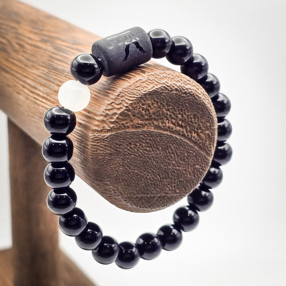 Libra Zodiac Bracelet with 8mm Beads on Wood Stand - Aesthetic and Harmonious Jewelry