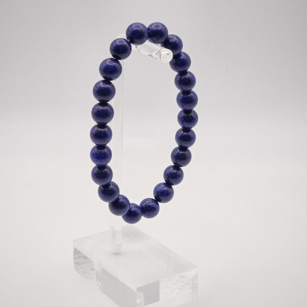 Elegant Lapis Lazuli Bracelet Display on Acrylic Stand - Symbol of Inner Vision and Enlightenment