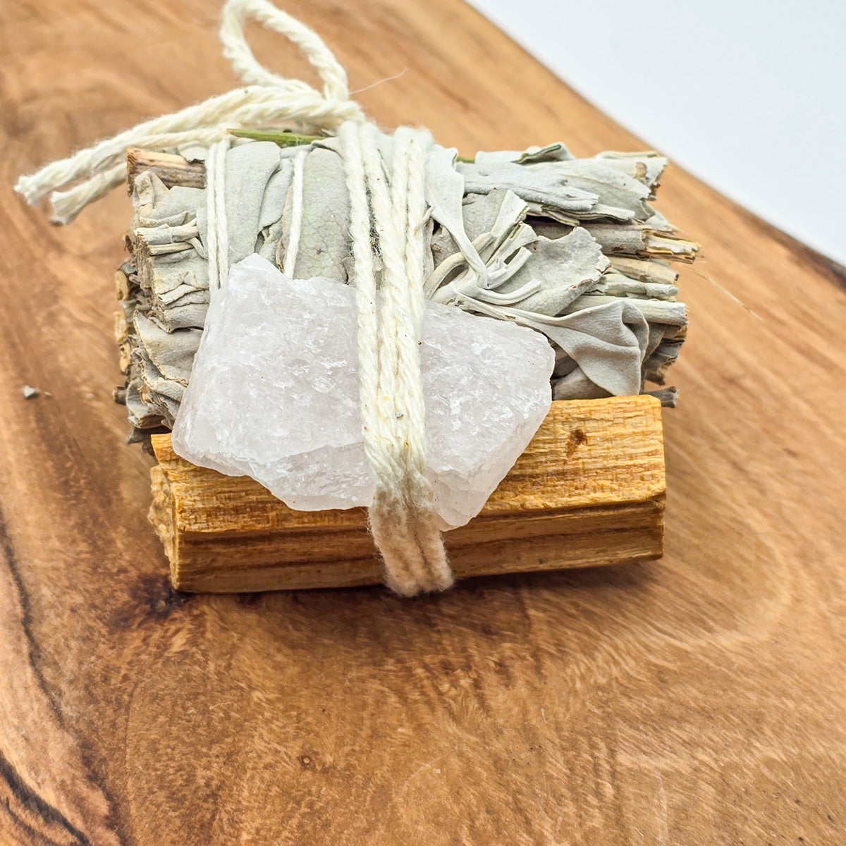 Cleansing Trio with Rose Quartz center - harmony in a sacred set