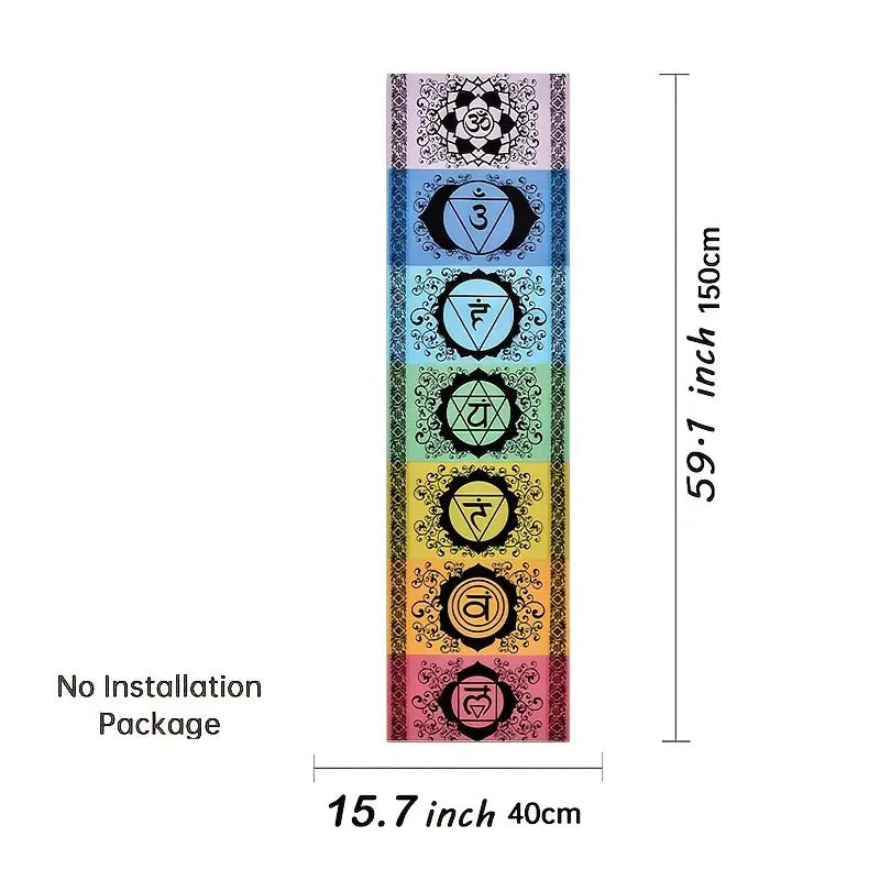 Illustrative image of the Chakra Energy Tapestry with dimensions labeled, lying flat on a white background